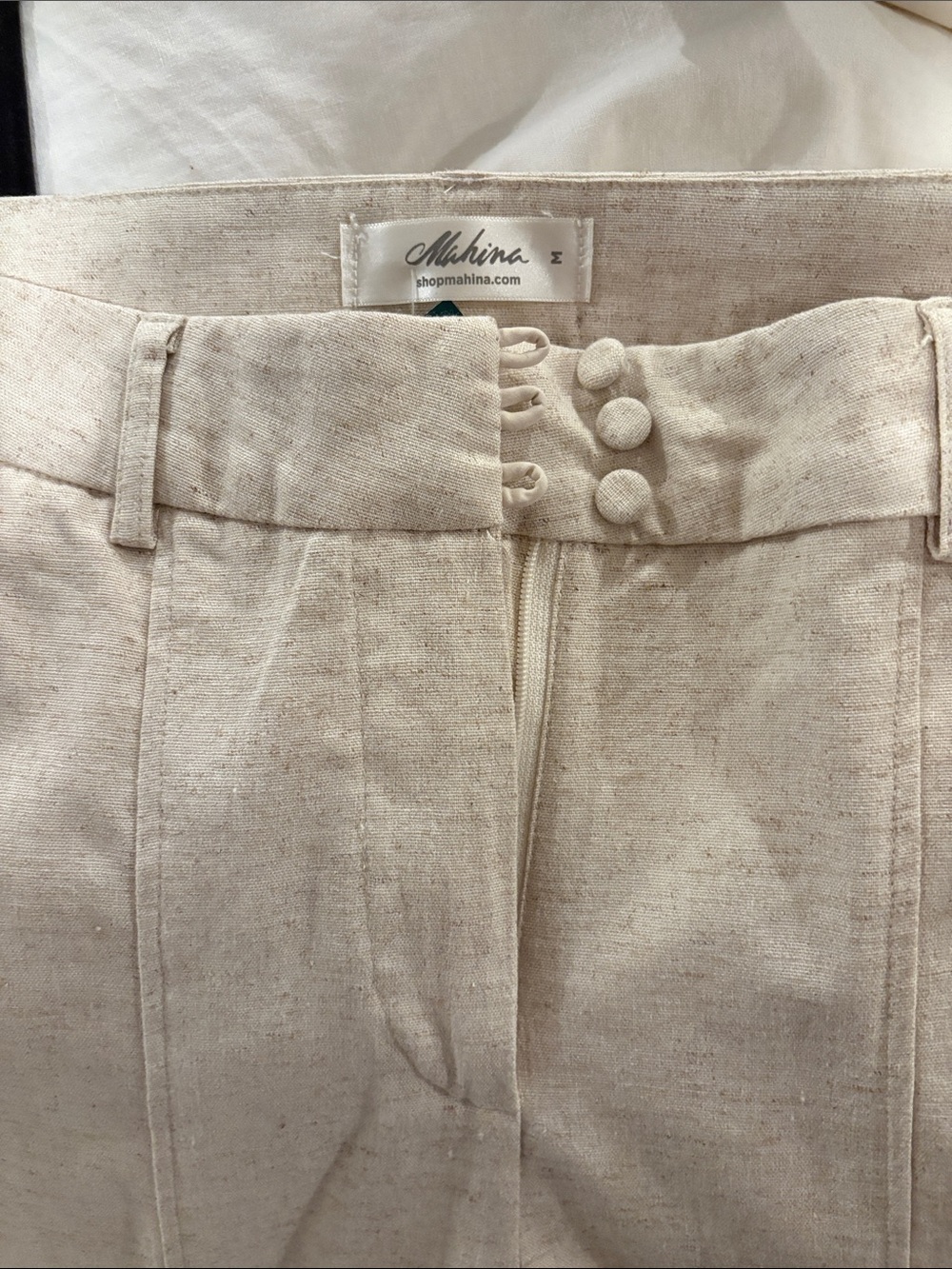 mahina Beige Linen-Blend with Button Front